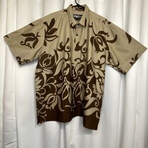 Rix Hawaiian Men's Aloha‎ Shirt 3XL Brown Beige Floral Short Sleeve Button Up